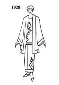 Silhouette line drawing of trousers ensemble -1928