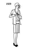 Silhouette line drawing of dress -1929