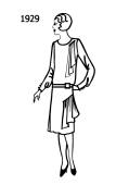 Silhouette line drawing of dress -1929