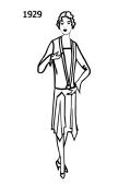 Silhouette line drawing of dress -1929