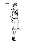 Silhouette line drawing of dress -1929