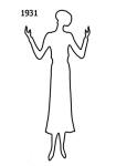 White Outline Fashion History Silhouette Stencil 1931 for Costumes