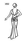 Sketch of backless 1930's halter neck evening gown. 