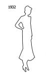 White Outline Fashion History Silhouette Stencil 1932 for Costumes