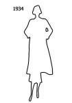 White Outline Fashion History Silhouette Stencil 1934 for Costumes