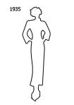White Outline Fashion History Silhouette Stencil 1935 for Costumes