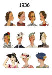  C20th Hair Styles & Hats Images Fashion History 1936