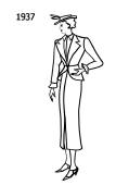 Fashion history line drawing of suit1937.