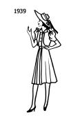 Costume history line drawing of dress 1939