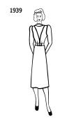Costume history line drawing of dress 1939