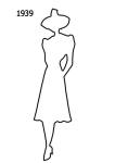 Outline Fashion History Silhouette Stencil 1939 for Costumes