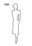 Outline Fashion History Silhouette Stencil 1939 for Costumes