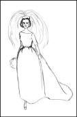 Sketch of typical wedding dress of the late 50s to early 60s era.