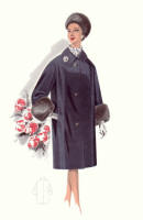 1965 Coat Similar to Styles Favoured by Princess Margaret - Fashion History Drawings of the 1960s