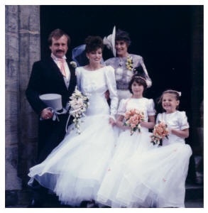 A windy day for the 1986 wedding.