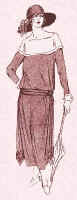 Drawing of above ankle nautical look dress. Costume history and fashion history 1920s