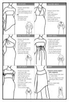diagram Sheet explaining how to wear the garment 6 different ways.