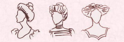 Sketches of  Edwardian hairstyles Fashion history.
