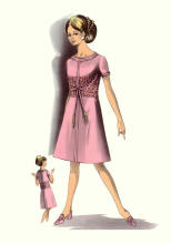 &nbsp;C20th Fashion History Image - Pink A-line Dress c1964 - 1967