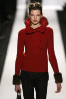 Oscar de la Renta mink trimmed red jacket.