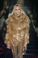 GUCCI - Horizontal gold fox jacket with crocodile.