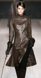 Hermes Black leather gloves with mink trim