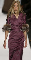 Carolina Herrera wrap gown with fox collar and cuffs