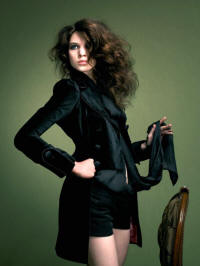 Velvet frock coat �85 worn with corduroy hot pants �22.   