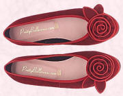 Marilyn red suede flower ballerina shoes from prettyballerinas.com