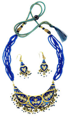Necklace collars and pendants  from west Rajasthan made made using the traditional Indian lac jewellery technique.