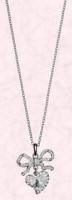 Vivienne Westwood bow and heart pendant �89.95 - Rhodium plated white metal and Swarovski crystals. 