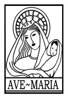 Madonna and child line drawing picture for colouring in.