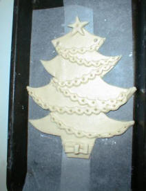 The bread dough craft Xmas tree ready to be baked.