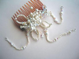 Bridal barrette hair ornament tress topper from www.pearlsplus.co.uk