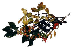 Picture of autumnal berries, chestnuts and hypericum in sugarcraft paste.