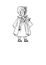 1835 Toddler in cape colouring in picture.