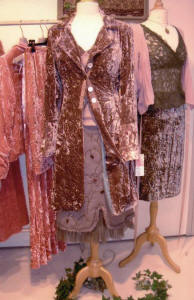 Three quarter crushed velvet coat by Avoca Anthology.