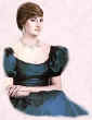 Costume History, fashion history. Diana in green puffed sleeve dress at the time of her engagement.