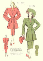c1948  Fashion Designs - Sewing Pattern Cutting Drafts 2 - 3015 and 3016