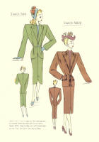 c1948  Fashion Designs - Sewing Pattern Cutting Drafts 2 - 3021 and 3022