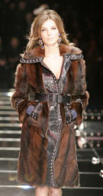 Dyed mink crocodile trench coat