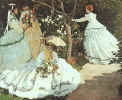 Painting showing crinolines moving to garment back c1866 - Fashion history.