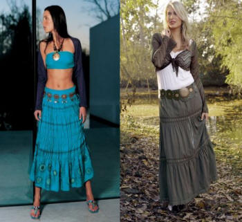 Two different Boho, gypsy, tiered, flouncy, crinkled peasant skirts!