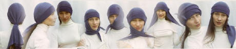  Wrap Knit Hat that can be wrapped, tied or knotted around the head in various ways.