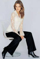 Lace Shirt with camisole. 100% polyamide. Camisole 100% polyester. Sizes 6 - 22. 949-481-X36 39.99.   Belted Flannel Trousers