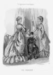 The Englishwoman's Domestic Magazine Fashions 1869 - Greyscale image for colouring in.