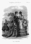 The Englishwoman's Domestic Magazine Fashions 1869 - Greyscale image for colouring in.