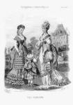 The Englishwoman's Domestic Magazine Fashions 1869 - Greyscale image for colouring in.