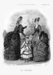 The Englishwoman's Domestic Magazine Fashions 1869 - Greyscale image for colouring in.