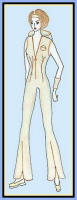 Fashion drawing of a woman in a beige jumpsuit.